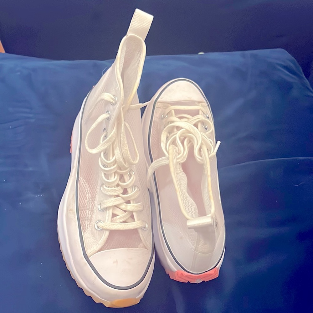 Gently Used mesh platform converse PINK & WHITE